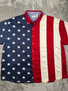 American Summer Shirt 3XL Red White Blue USA Flag American Patriotic